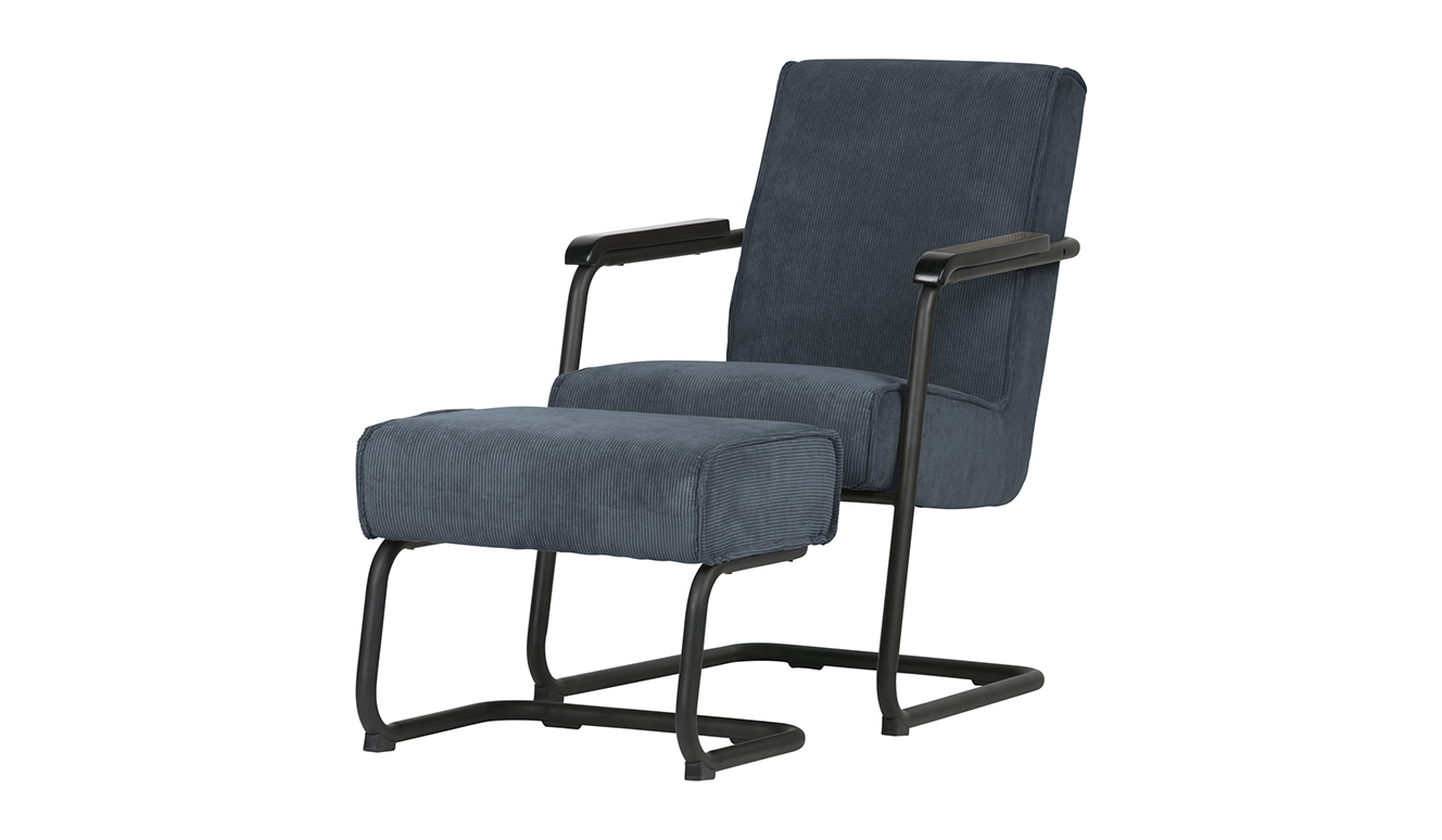 Micha armchair ribcord steel blue