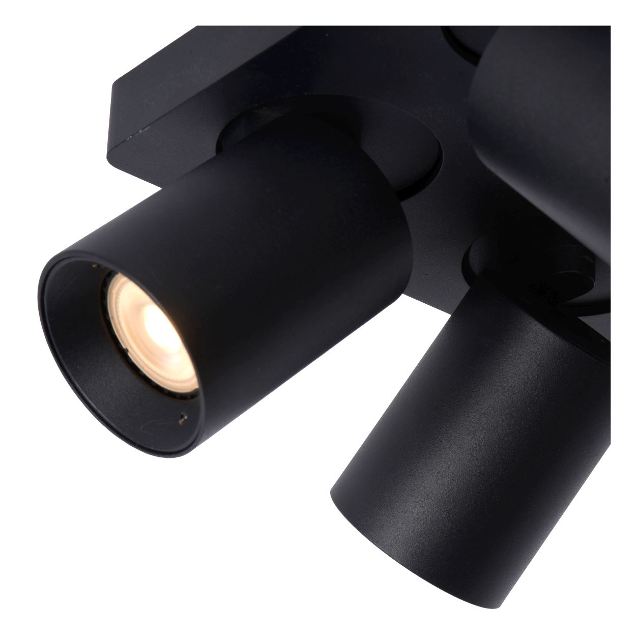 Lucide NIGEL - Plafondspot - LED Dim to warm - GU10 - 4x5W 2200K/3000K - Zwart