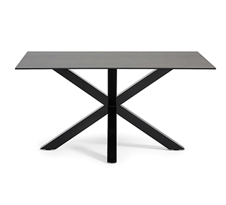 Argo tafel 160 cm porselein afwerking Iron Moss zwart benen
