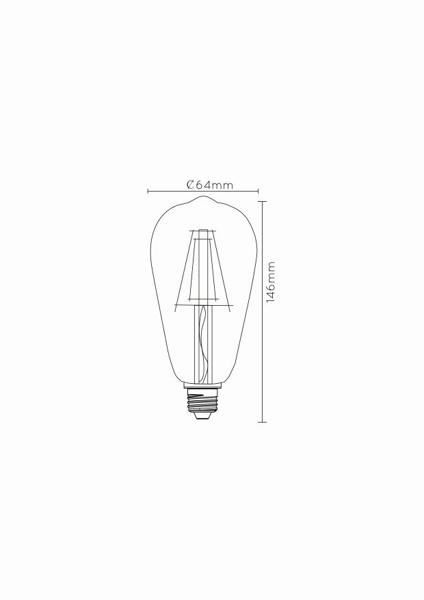 Lucide ST64 - Filament lamp - Ø 6,4 cm - LED Dimb. - E27 - 1x5W 2700K - Transparant