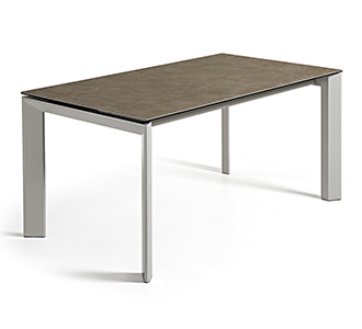 Axis uitschuifbare tafel 160 (220) cm porselein afwerking Vulcano Ash grijs benen