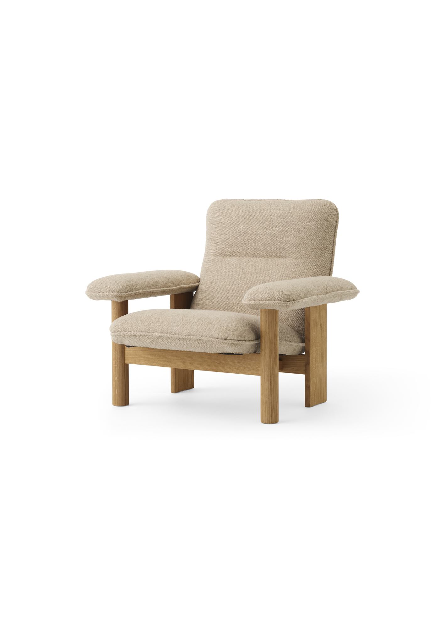 Menu - Brasilia loungestoel, massief naturel eiken frame, 02 (Beige)