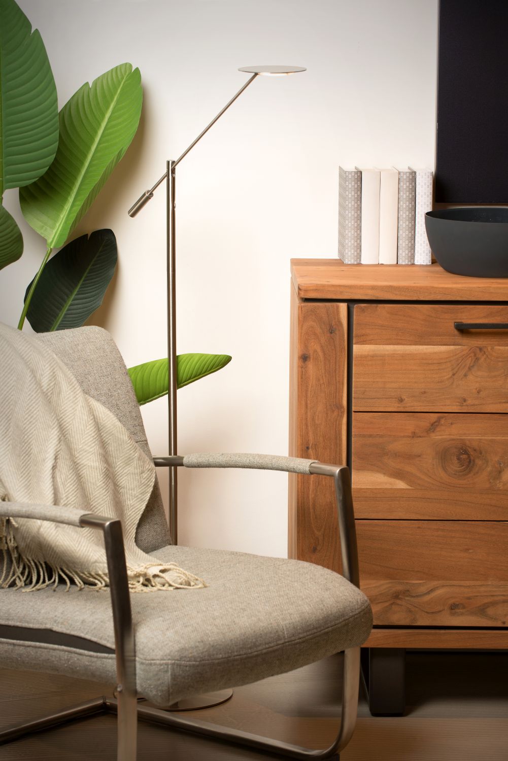 Lucide ANSELMO - Leeslamp - Ø 25 cm - LED Dimb. - 1x9W 3000K - Mat chroom