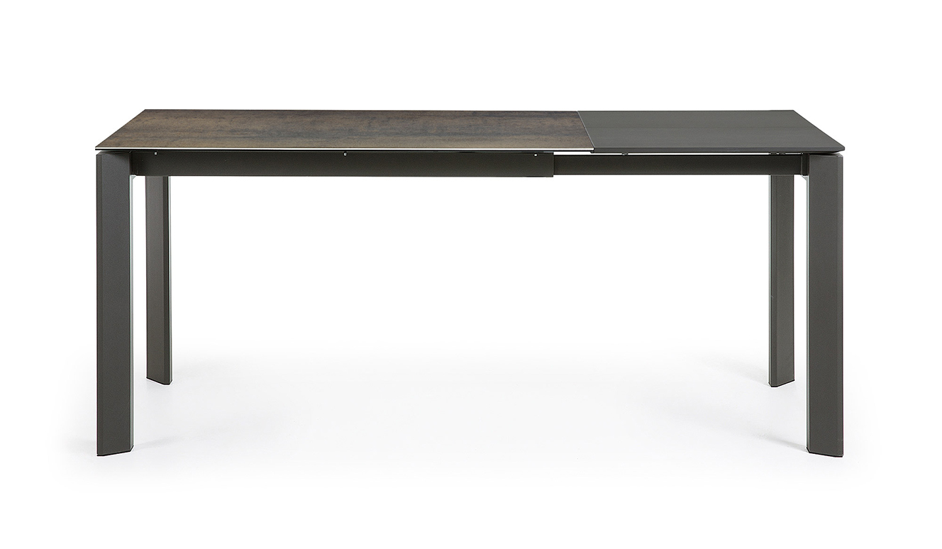 Axis uitschuifbare tafel 120 (180) cm porselein afwerking Iron Moss antraciet benen