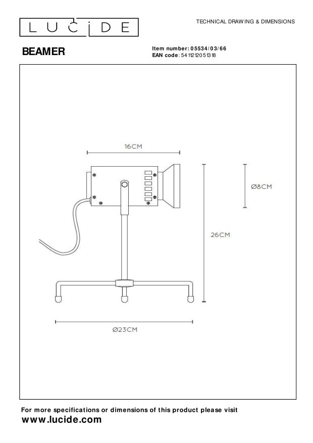 Lucide BEAMER - Tafellamp Kinderkamer - LED - 1x3W 3000K - Roze