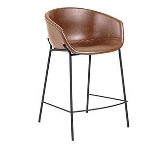 Barkruk Yvette bruin synthetisch leer hoogte 65 cm