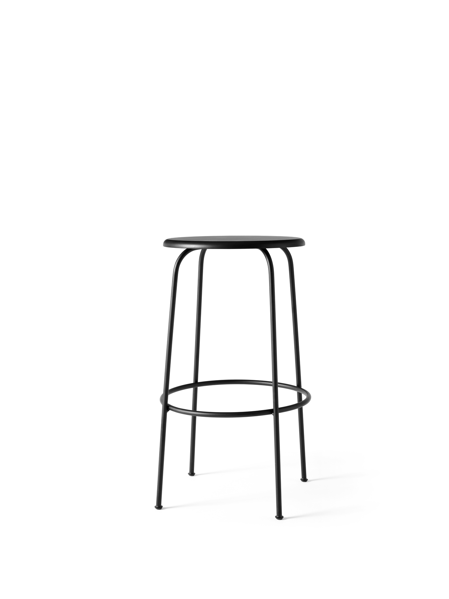 Menu - Afteroom barkruk, zwart stalen frame en zwarte zitting, zithoogte 75 cm