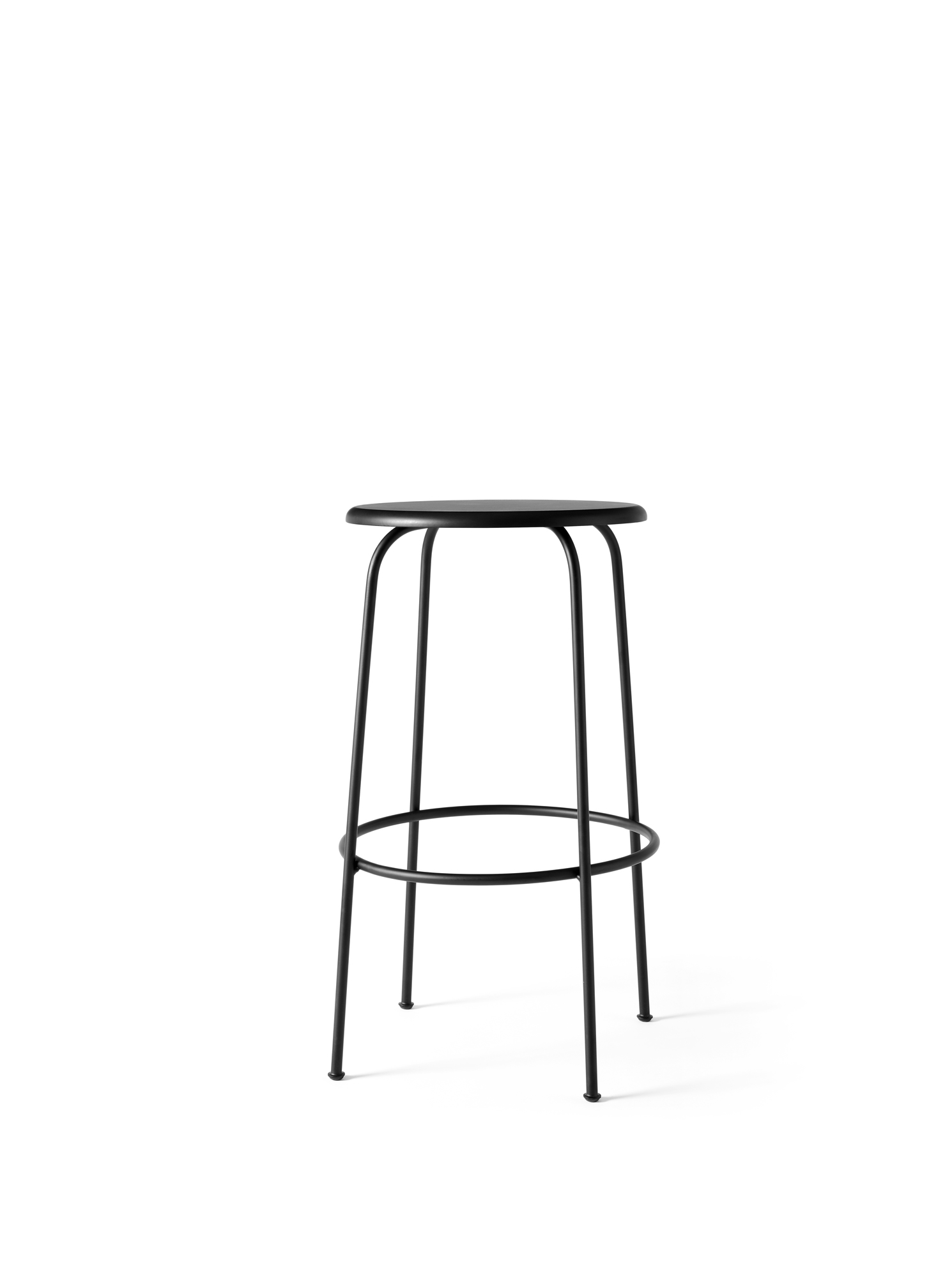 Menu - Afteroom barkruk, zwart stalen frame en zwarte zitting, zithoogte 75 cm