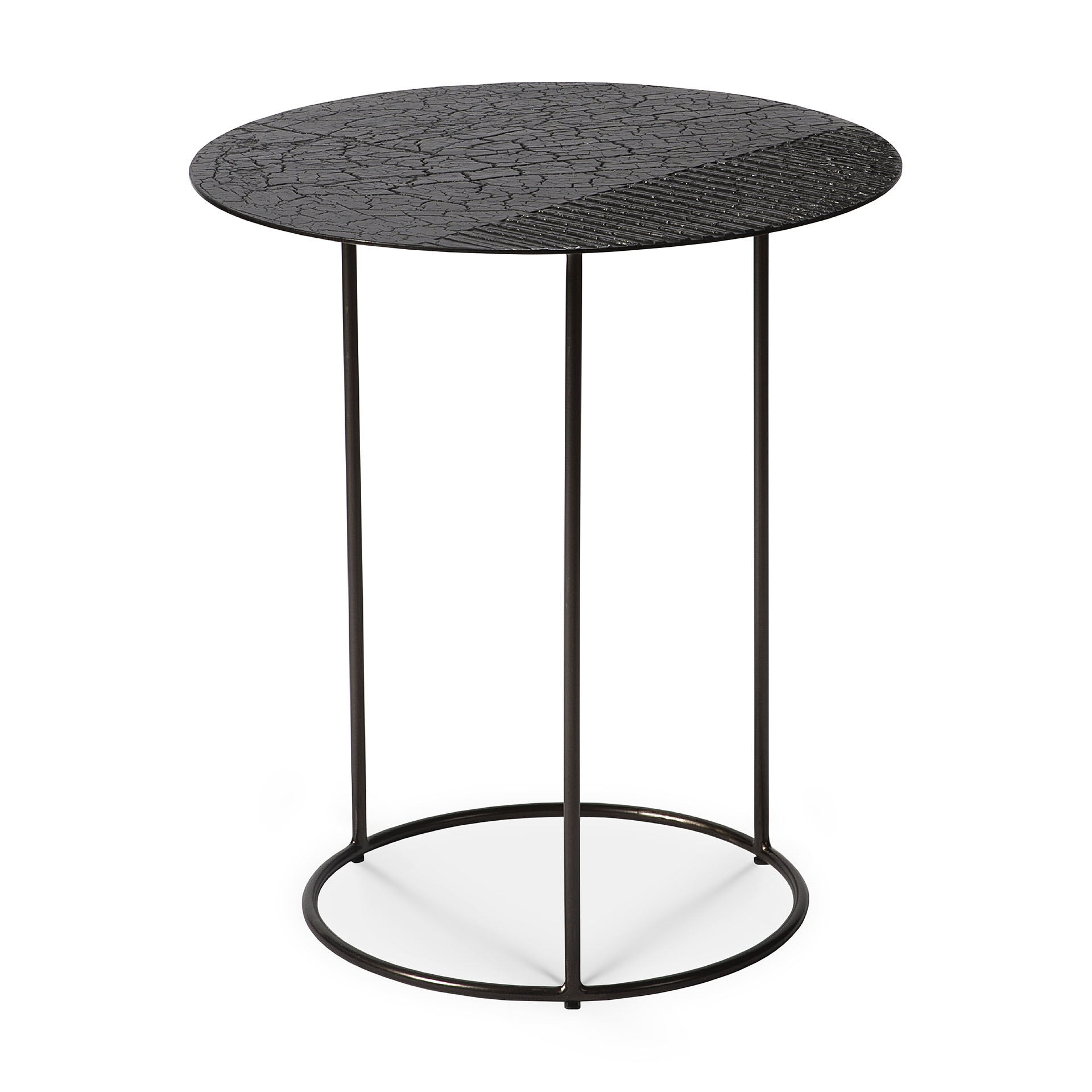 Ethnicraft - Celeste bijzettafel Minerals Black Lava linear - (45 x 45 x 50 cm)