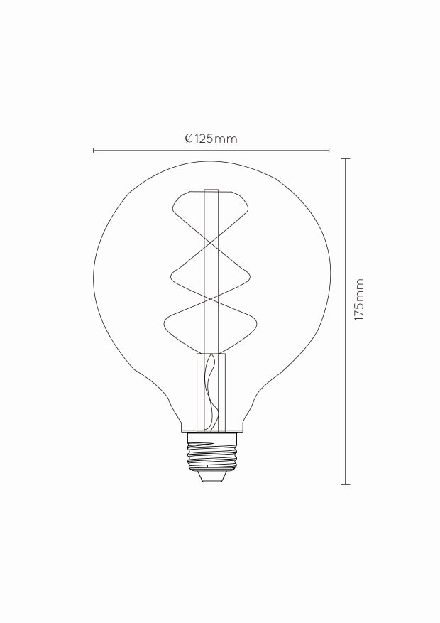 Lucide G125 - Filament lamp - Ø 12,5 cm - LED Dimb. - E27 - 1x5W 2200K - Amber