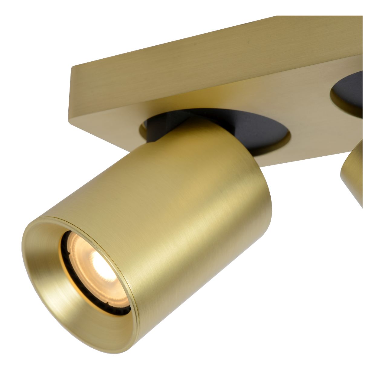 Lucide NIGEL - Plafondspot - LED Dim to warm - GU10 - 2x5W 2200K/3000K - Mat Goud / Messing