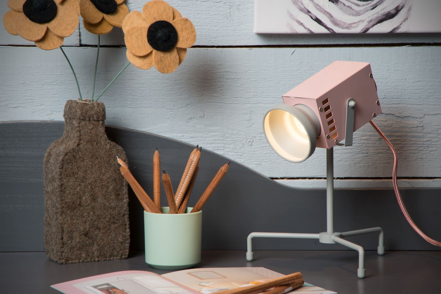 Lucide BEAMER - Tafellamp Kinderkamer - LED - 1x3W 3000K - Roze