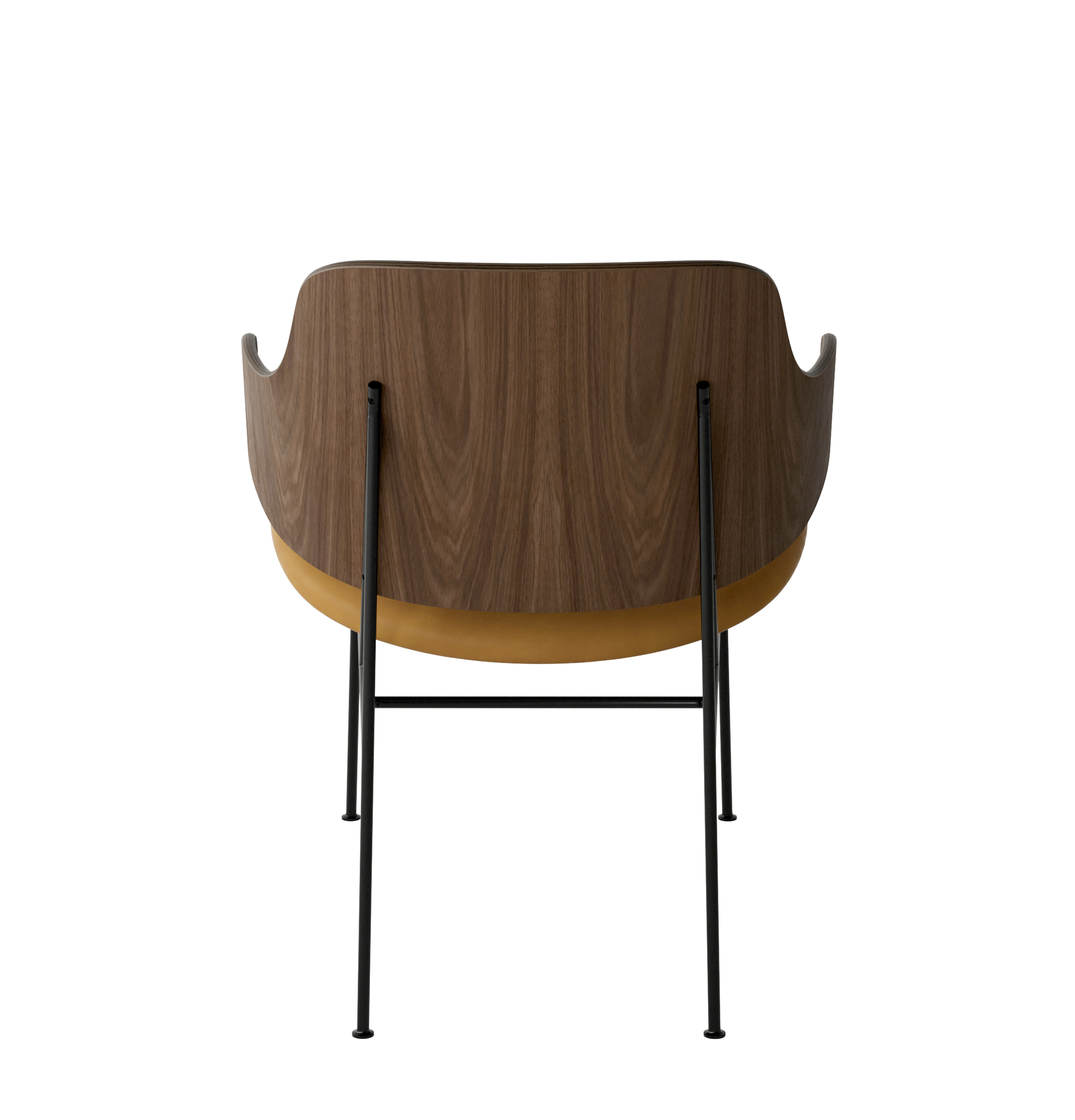 Menu - The Penguin fauteuil, zwart stalen frame, walnoten rugleuning, 0250 (Cognac)