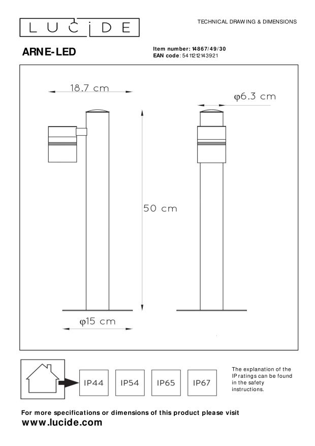 Lucide ARNE-LED - Sokkellamp Buiten - Ø 6,3 cm - LED - GU10 - 1x5W 2700K - IP44 - Zwart