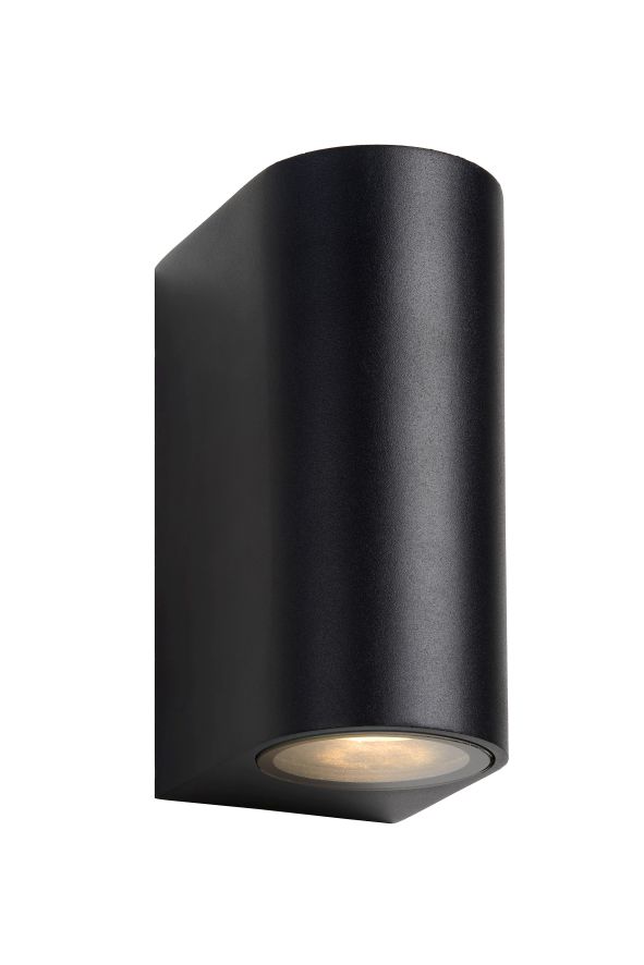 Lucide ZORA-LED - Wandspot Buiten - LED Dimb. - GU10 - 2x5W 3000K - IP44 - Zwart
