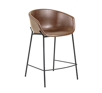 Barkruk Yvette bruin synthetisch leer hoogte 74 cm
