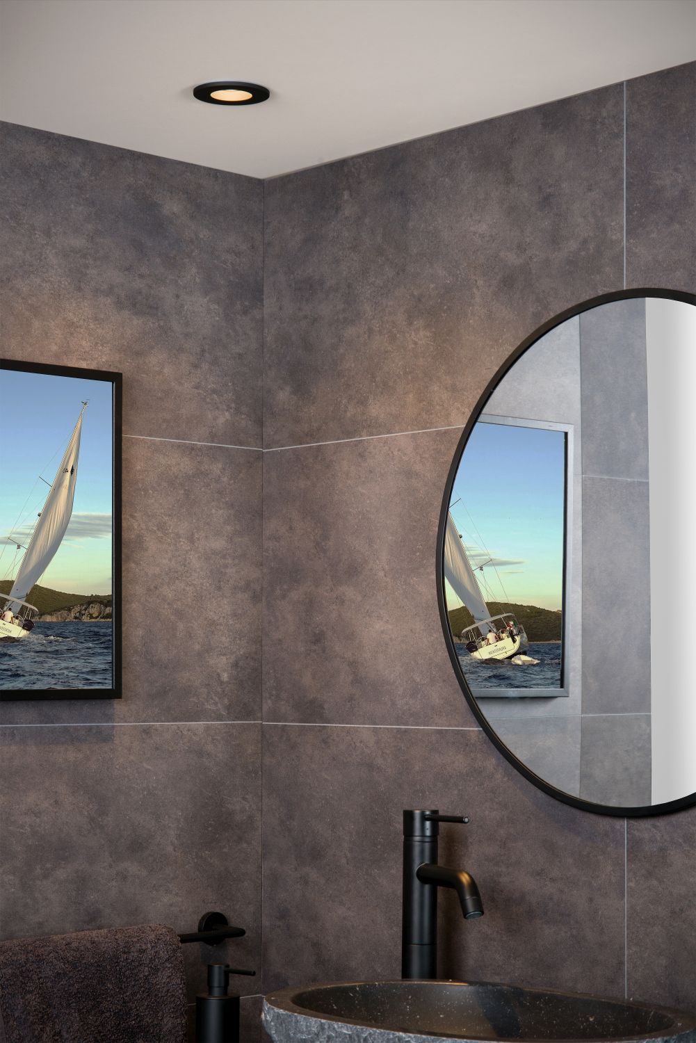 Lucide BINKY LED - Inbouwspot Badkamer - Ø 8,8 cm - LED Dimb. - 1x6,5W 3000K - IP65 - Zwart