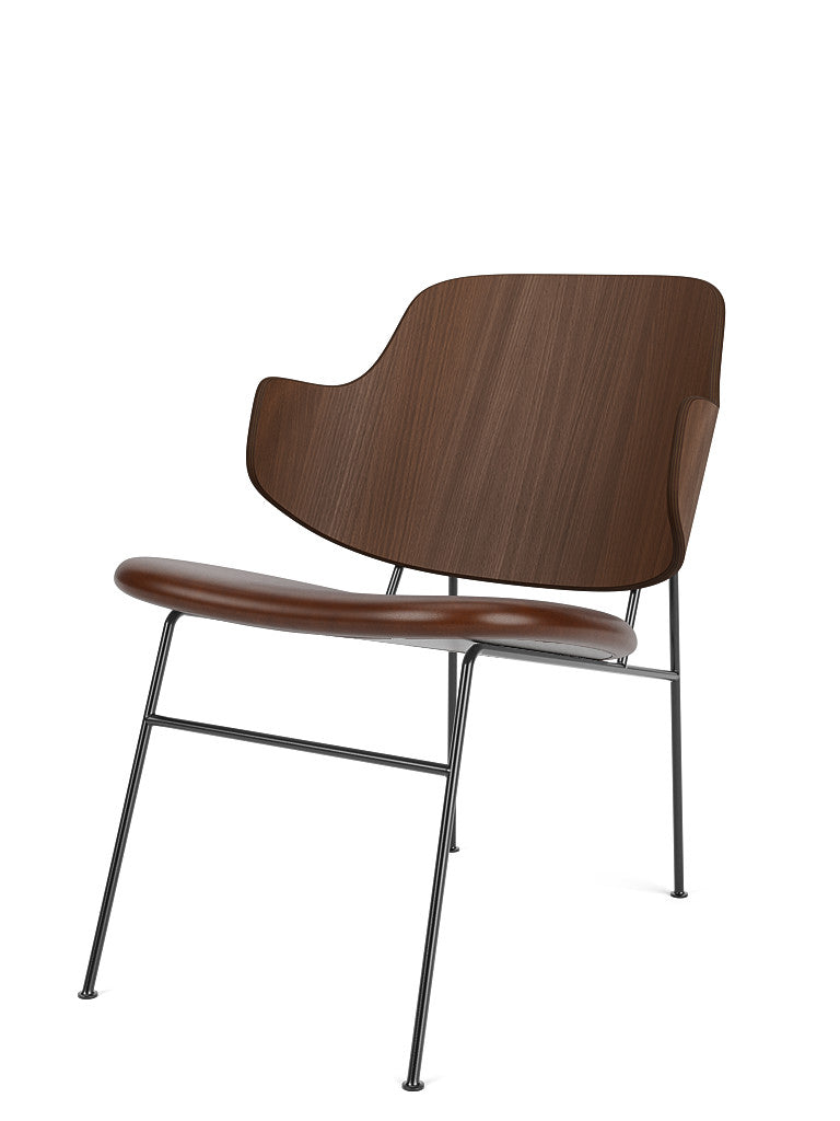 Menu - The Penguin fauteuil, zwart stalen frame, walnoten rugleuning, 0329 (Brown)