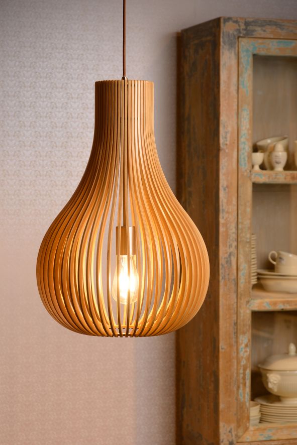 Lucide BODO - Hanglamp - Ø 38 cm - 1xE27 - Naturel