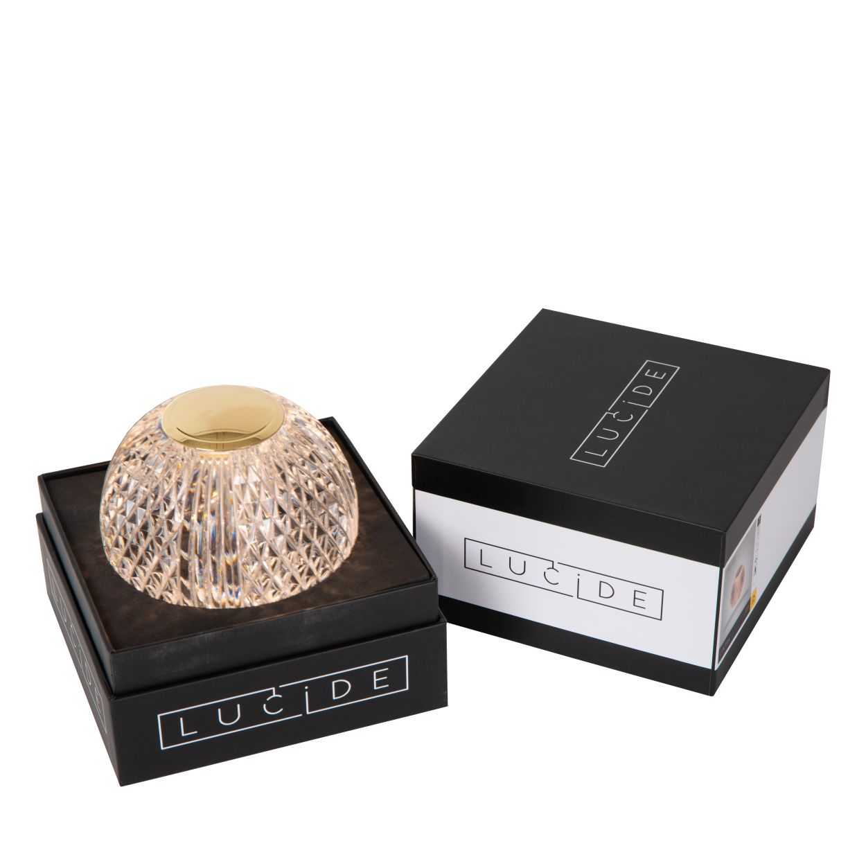 Lucide CINTRA - Oplaadbare Tafellamp - Accu/Batterij - Ø 11 cm - LED Dimb. - 1x2W 2700K - 3 StepDim - Transparant