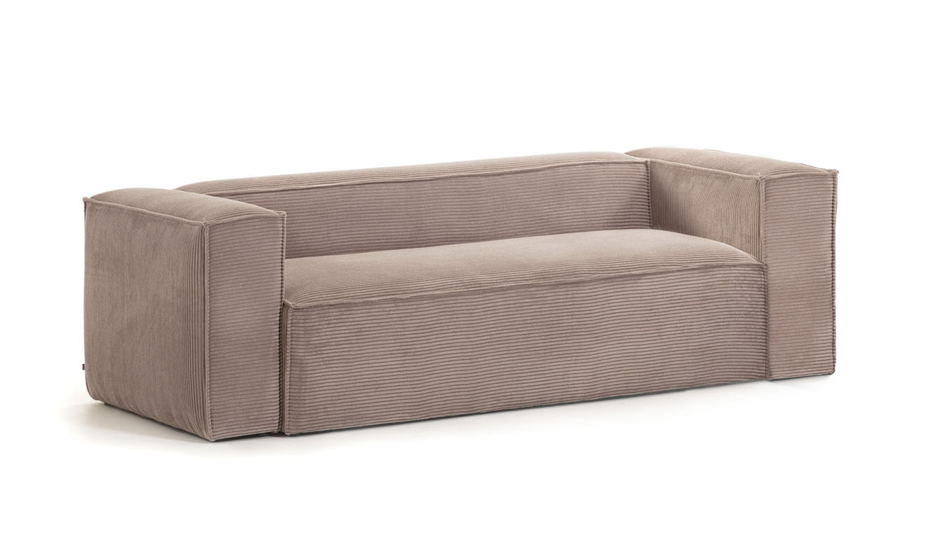 2 persoonsbank Blok van roze corduroy 210 cm