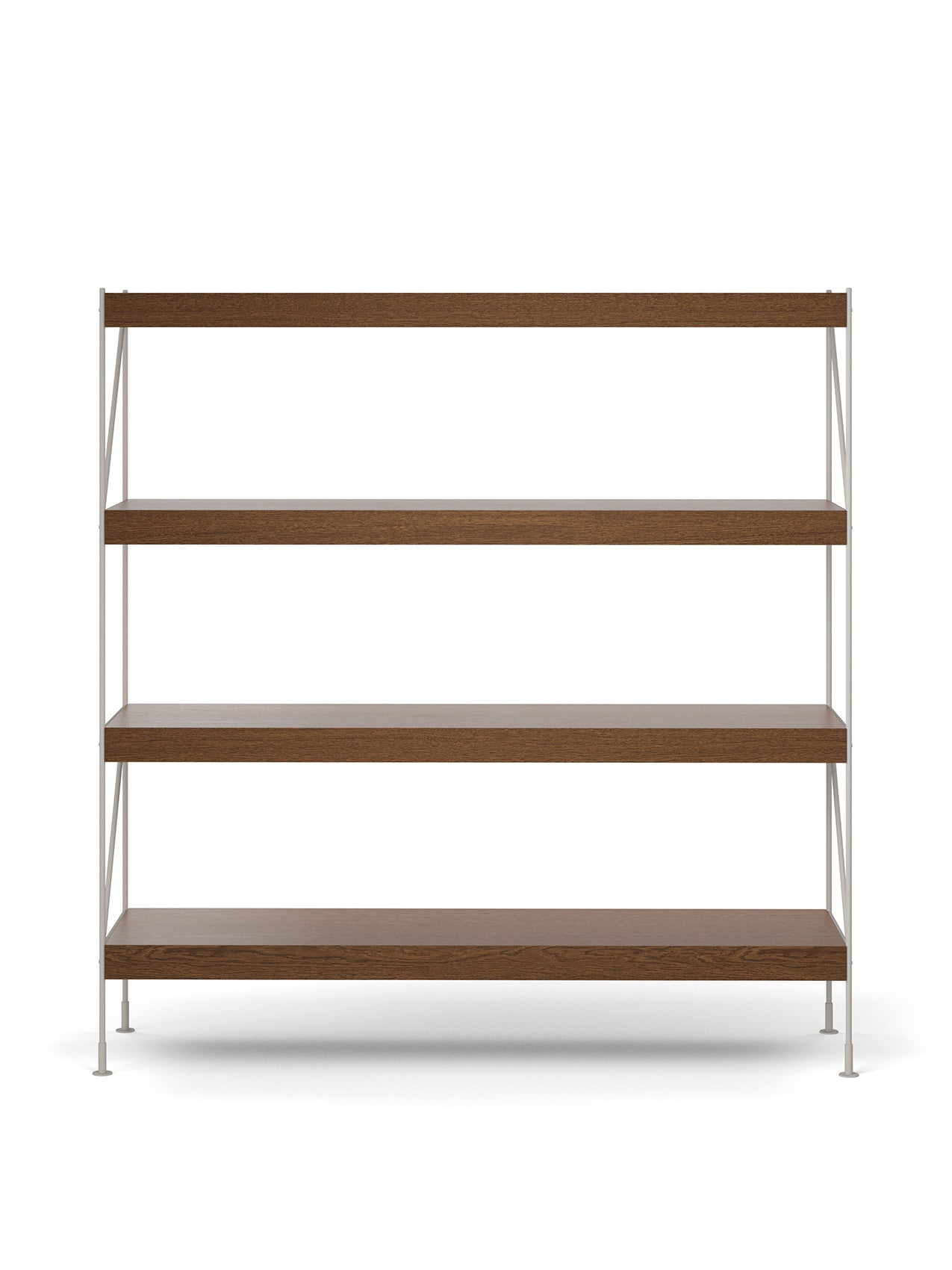 Menu - Zet opbergsysteem, H158, L150, staal ivoren frame, donker gebeitst eiken plank