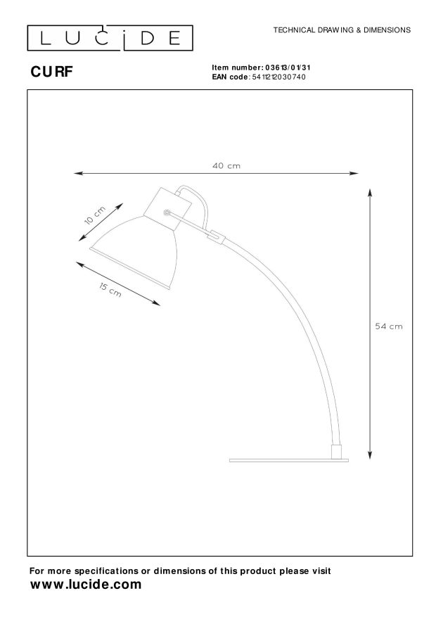 Lucide CURF - Bureaulamp - 1xE27 - Wit