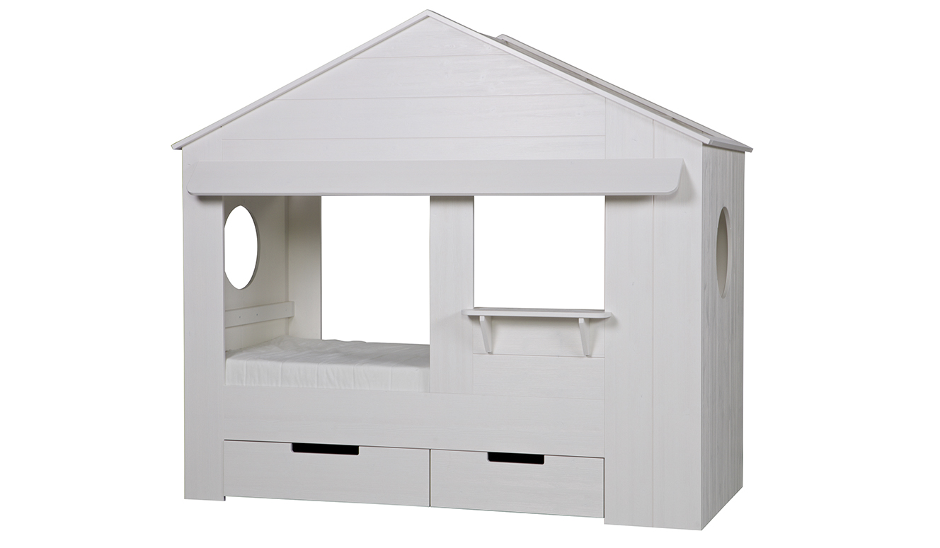 Huisie cupboard bed white, excl. beddrawers [fsc]