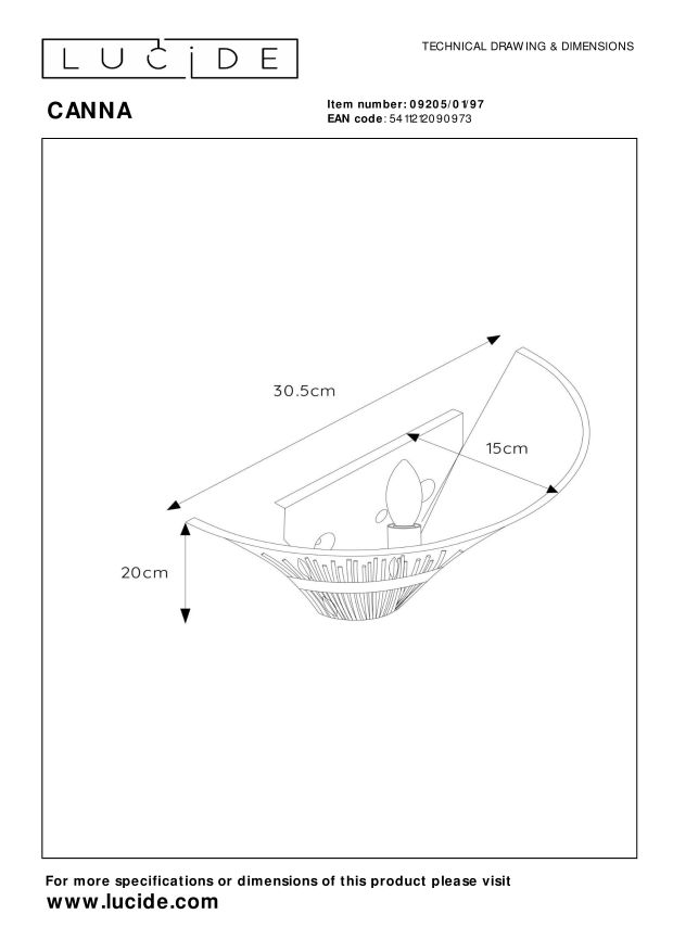 Lucide CANNA - Wandlamp - 1xE14 - Roest bruin