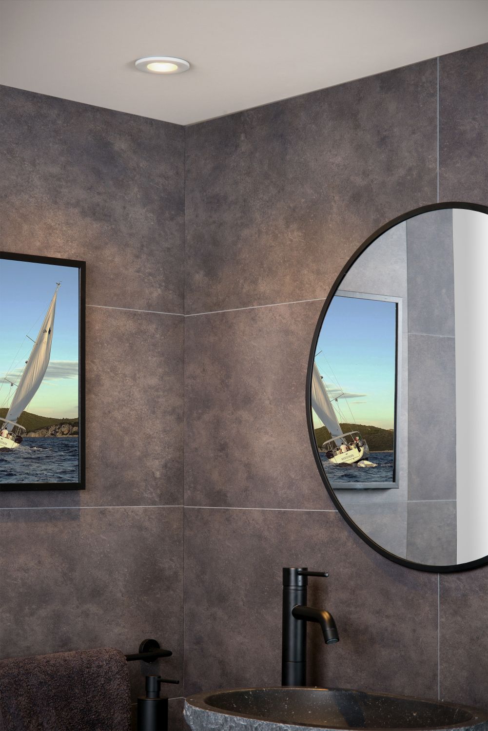 Lucide BINKY LED - Inbouwspot Badkamer - Ø 8,8 cm - LED Dimb. - 1x6,5W 3000K - IP65 - Zwart