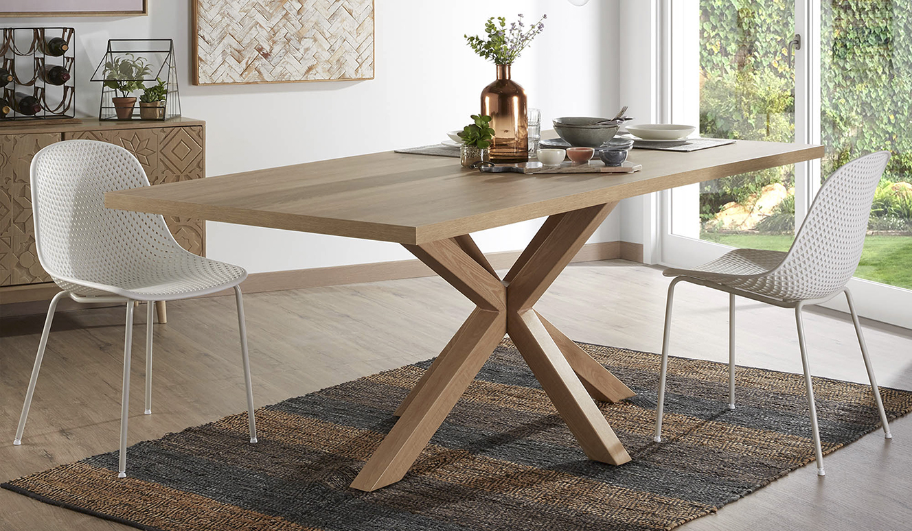 Argo tafel 160 cm natuurlijke melamine hout effect benen