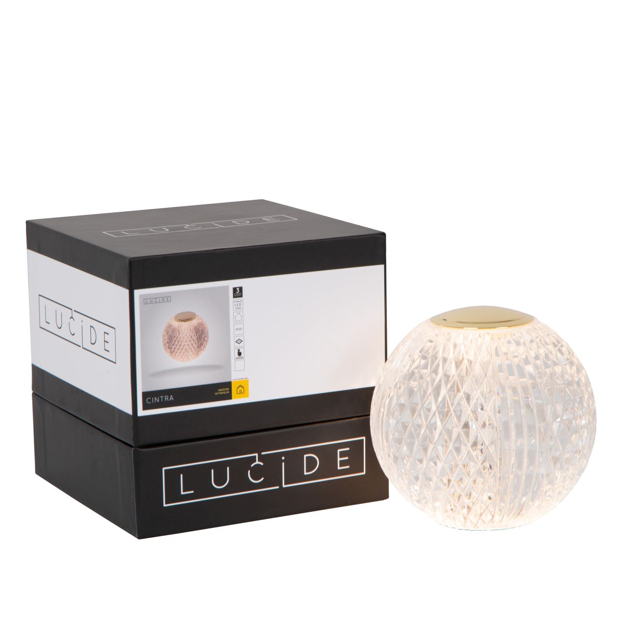 Lucide CINTRA - Oplaadbare Tafellamp - Accu/Batterij - Ø 9 cm - LED Dimb. - 1x1,5W 2700K - 3 StepDim - Transparant