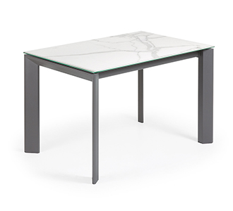 Axis uitschuifbare tafel 120 (180) cm porselein afwerking Kalos Wit antraciet benen