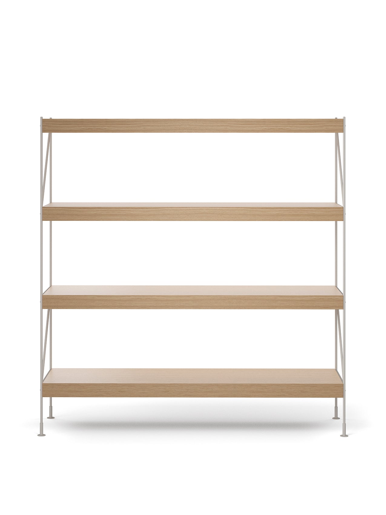 Menu - Zet opbergsysteem, H158, L150, staal ivoren frame, naturel eiken plank