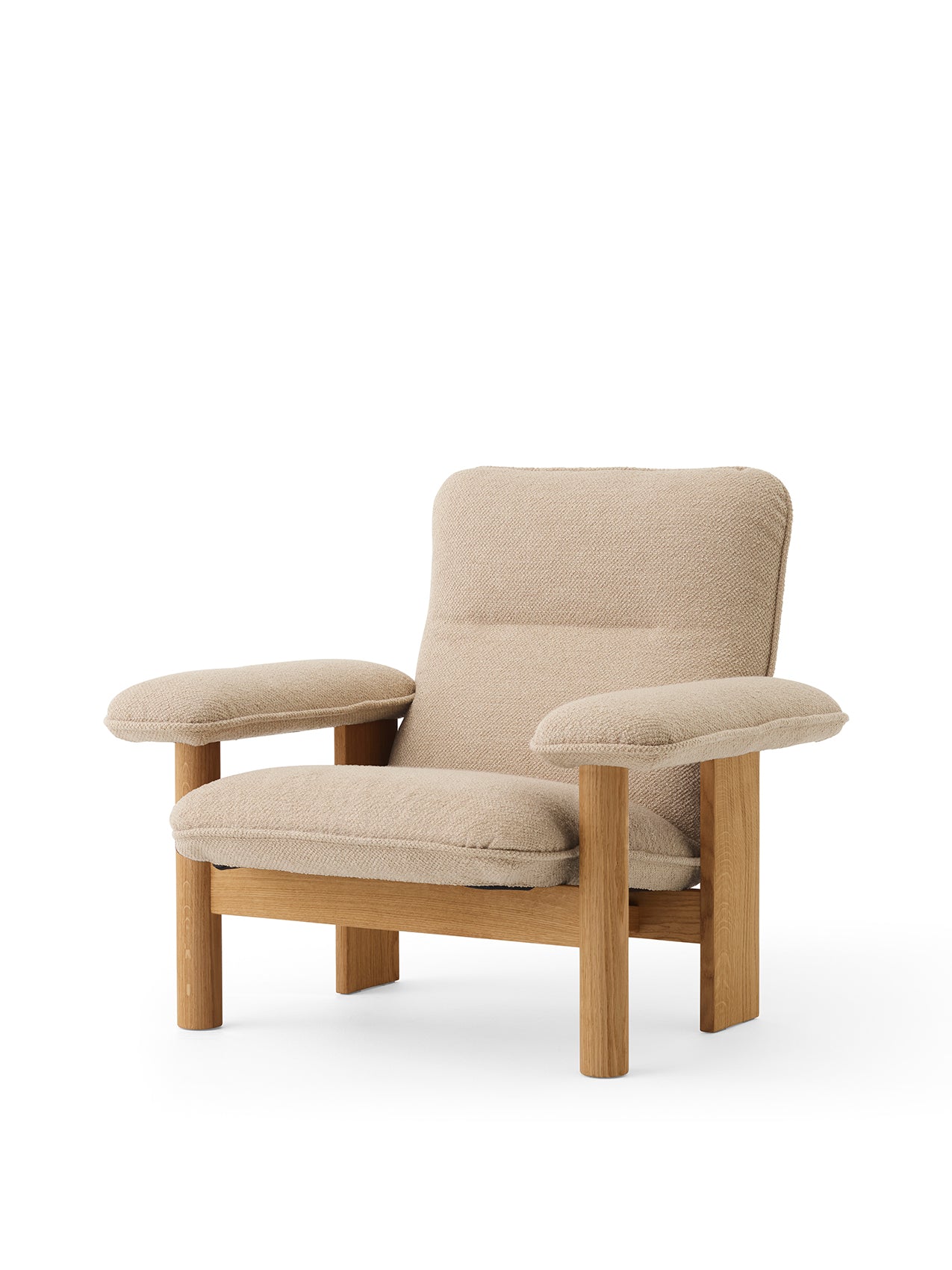 Menu - Brasilia loungestoel, massief naturel eiken frame, 02 (Beige)