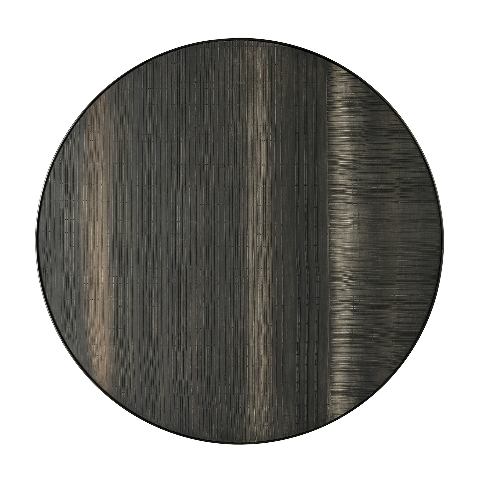 Ethnicraft - Layered Clay muur kunst zwart metaal frame L (Ø 84 cm x 3 cm)