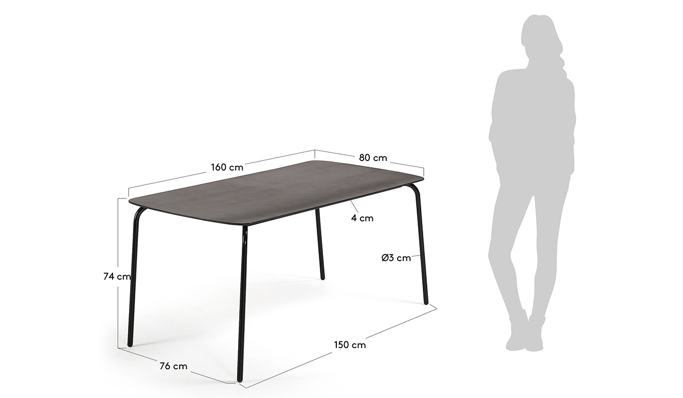 Rechthoekige tafel Thyra 160 x 80 cm