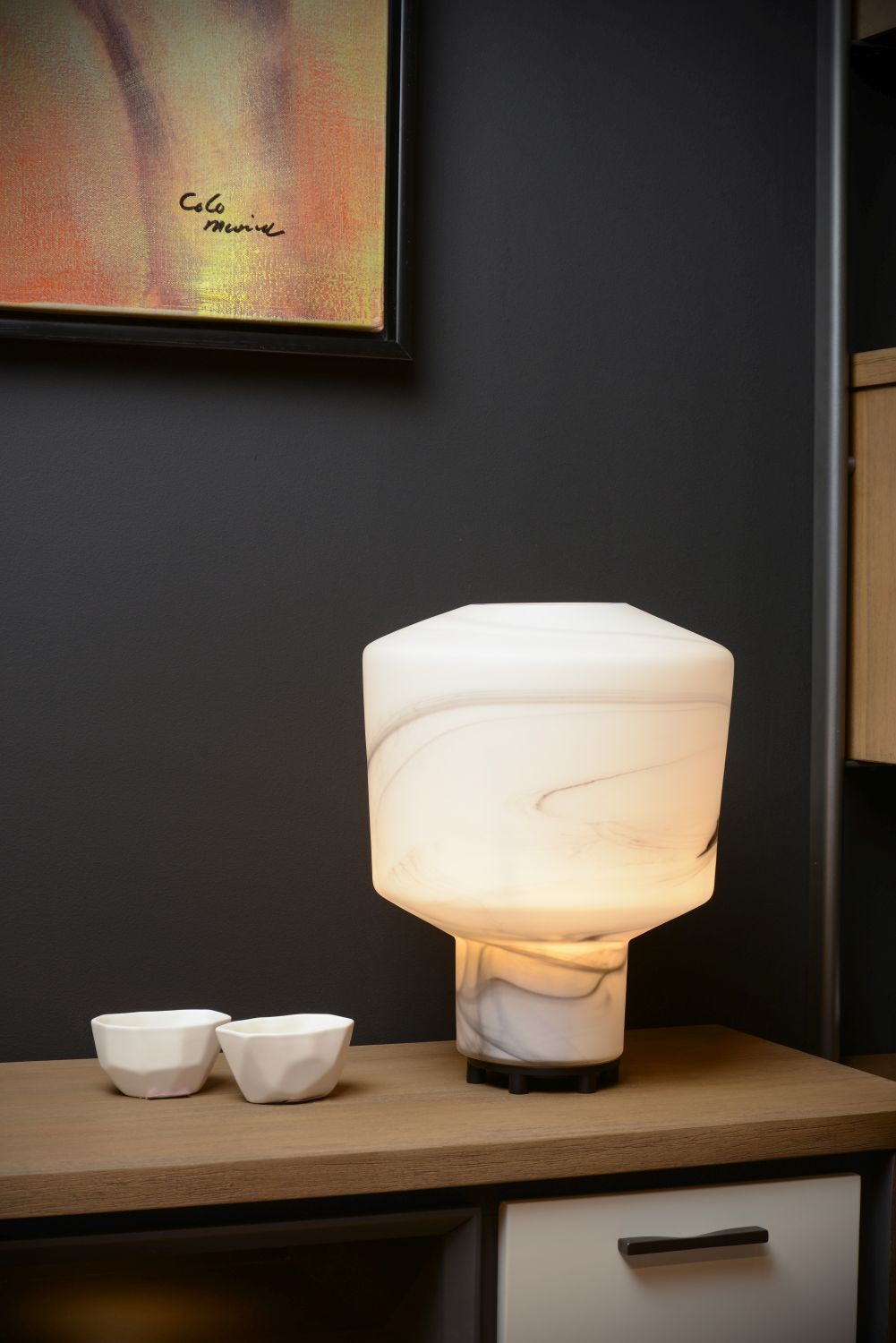 Lucide ALISTAIR - Tafellamp - Ø 30 cm - 1xE27 - Wit