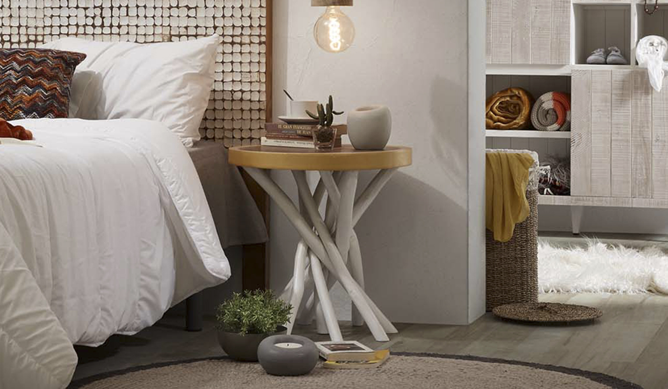 Saht vloerkleed Ø 150 cm beige en zwart