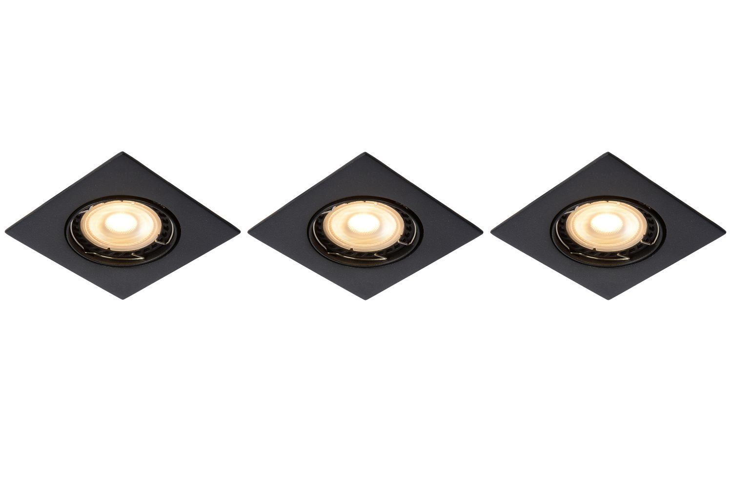 Lucide FOCUS - Inbouwspot - LED Dimb. - GU10 - 3x5W 3000K - Zwart - Set van 3