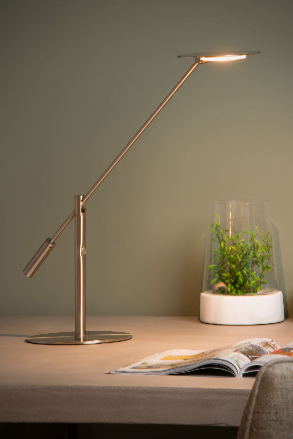 Lucide ANSELMO - Bureaulamp - LED Dimb. - 1x9W 3000K - Mat chroom