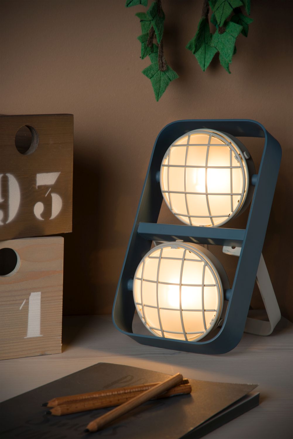 Lucide RENGER - Tafellamp Kinderkamer - 2xG9 - Blauw