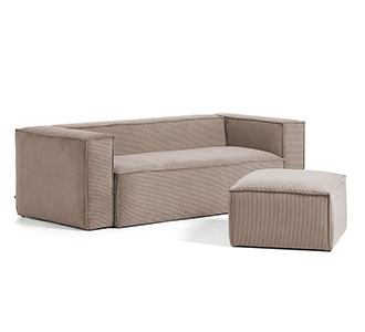 2 persoonsbank Blok van roze corduroy 210 cm