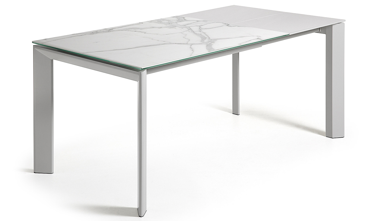 Axis uitschuifbare tafel 120 (180) cm porselein afwerking Kalos wit grijs benen