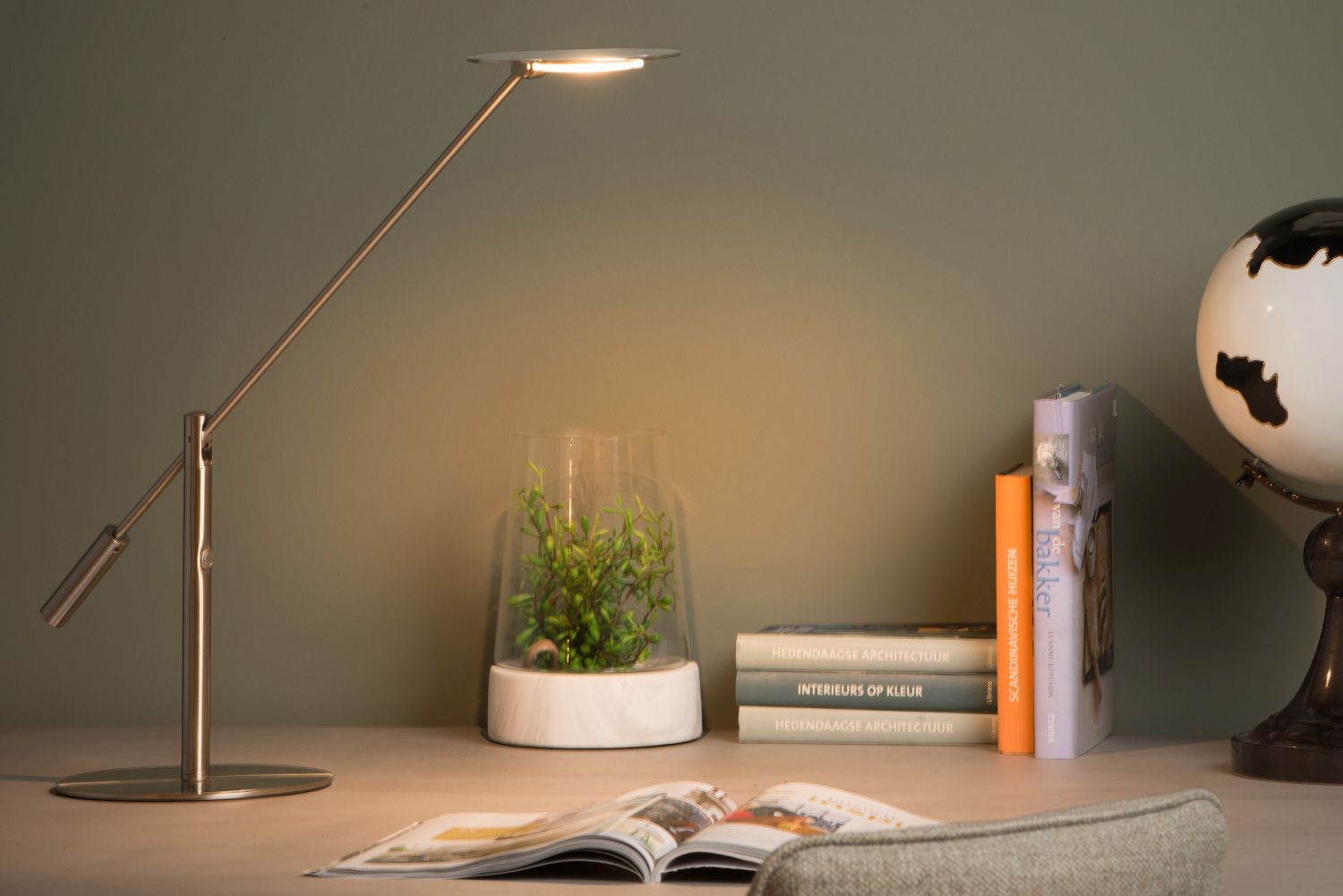 Lucide ANSELMO - Bureaulamp - LED Dimb. - 1x9W 3000K - Mat chroom