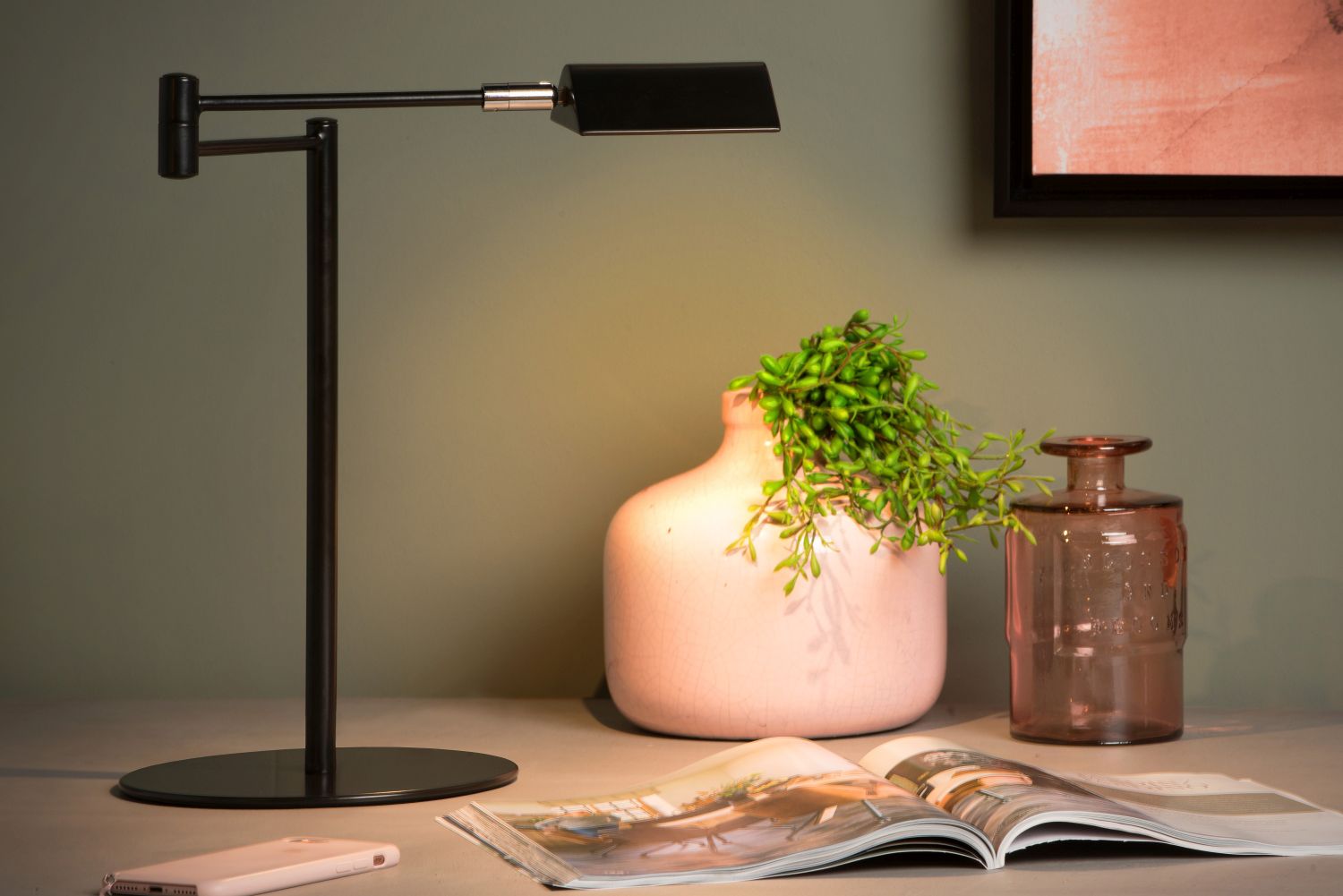 Lucide NUVOLA - Bureaulamp - Ø 20 cm - LED Dimb. - 1x9W 3000K - Zwart