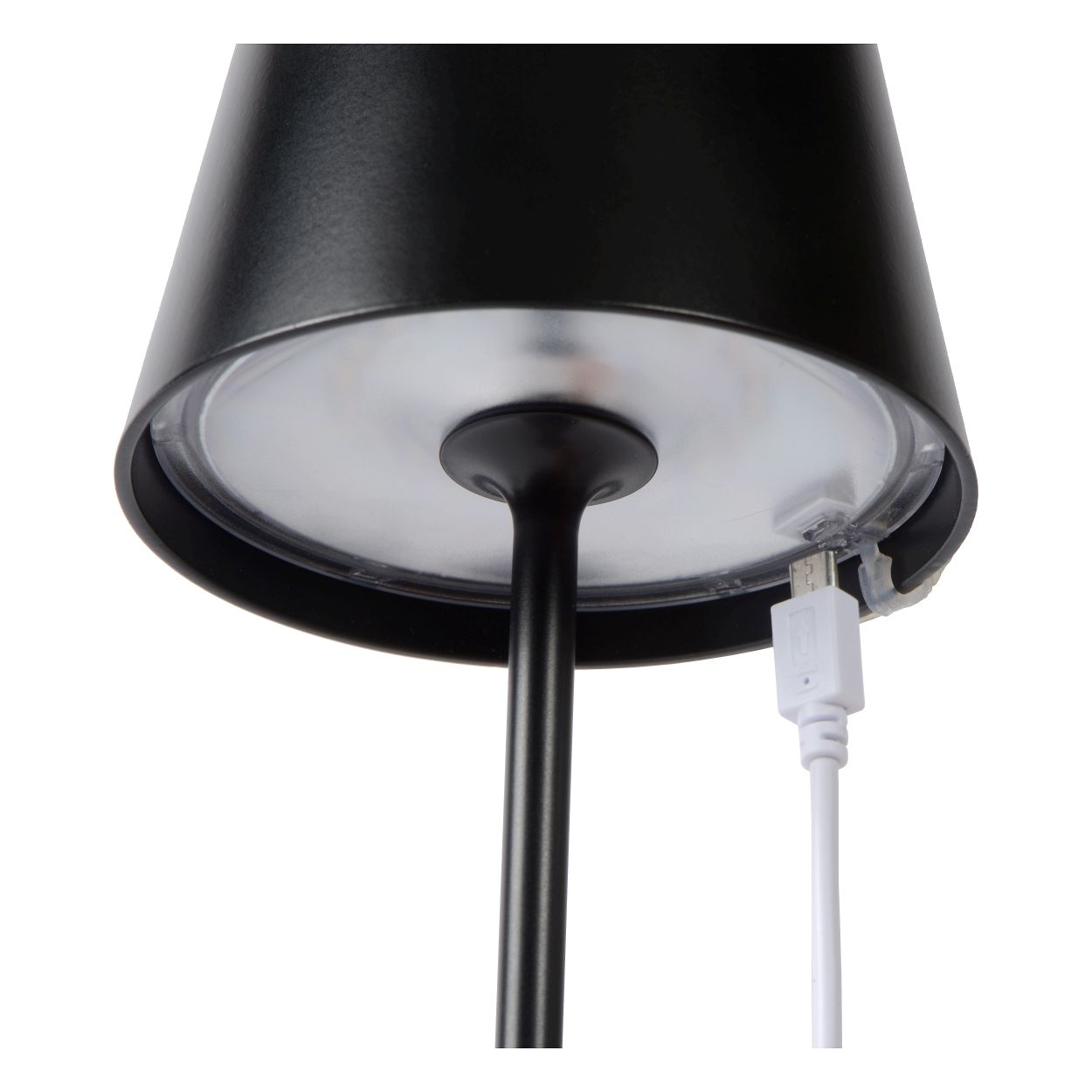 Lucide JUSTIN - Oplaadbare Tafellamp Buiten - Accu/Batterij - Ø 11 cm - LED Dimb. - 1x2,2W 3000K - IP54 - 3 StepDim - Zwart