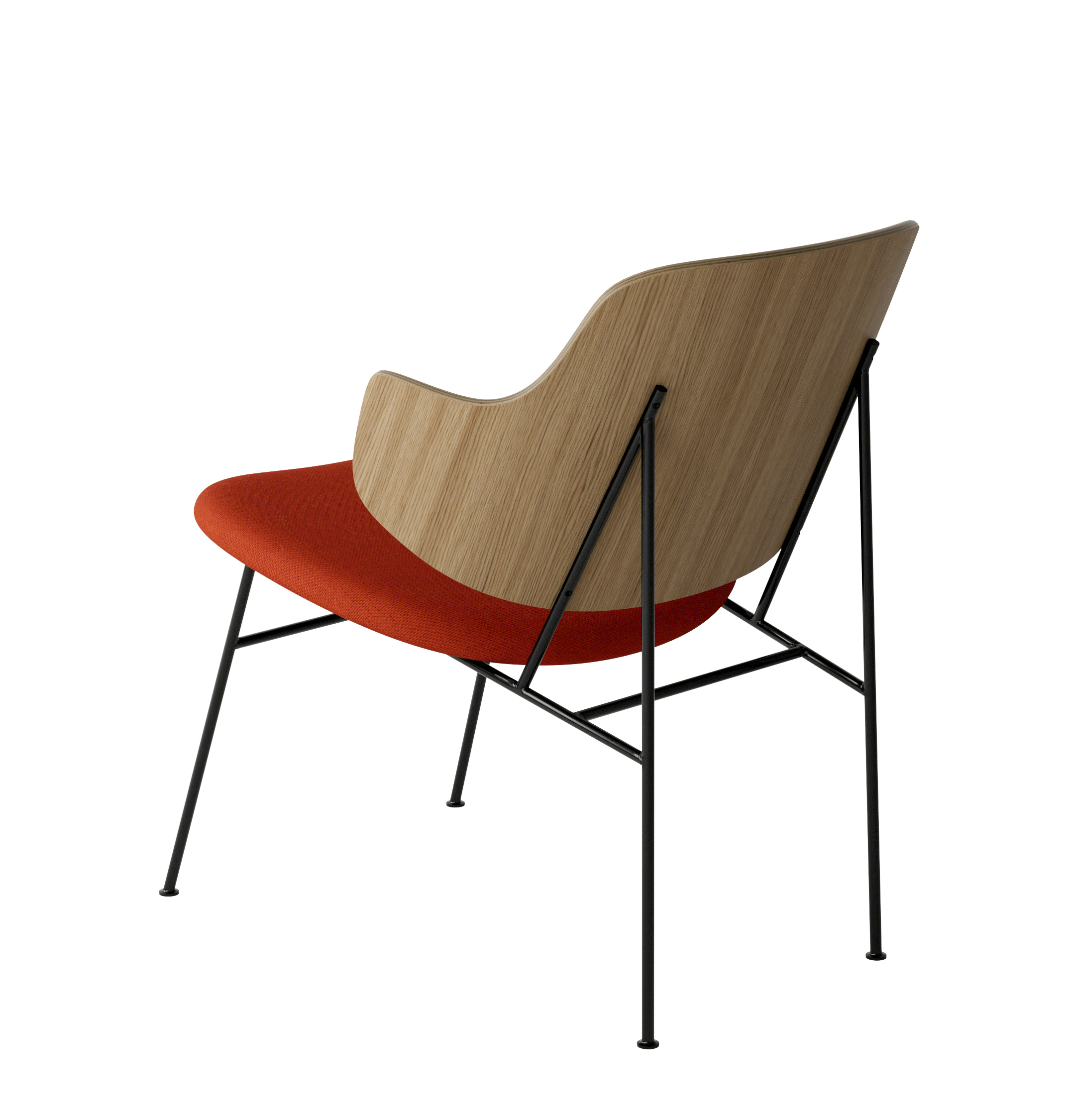 Menu - The Penguin fauteuil, zwart stalen frame, naturel eiken rugleuning, 0600 (Red)