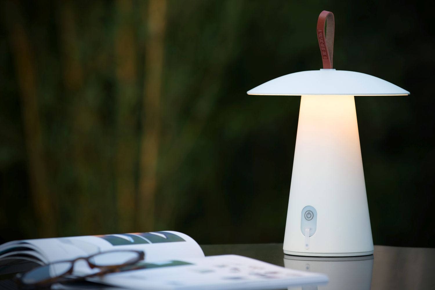 Lucide LA DONNA - Oplaadbare Tafellamp Buiten - Accu/Batterij - Ø 19,7 cm - LED Dimb. - 1x2W 2700K - IP54 - 3 StepDim - Wit