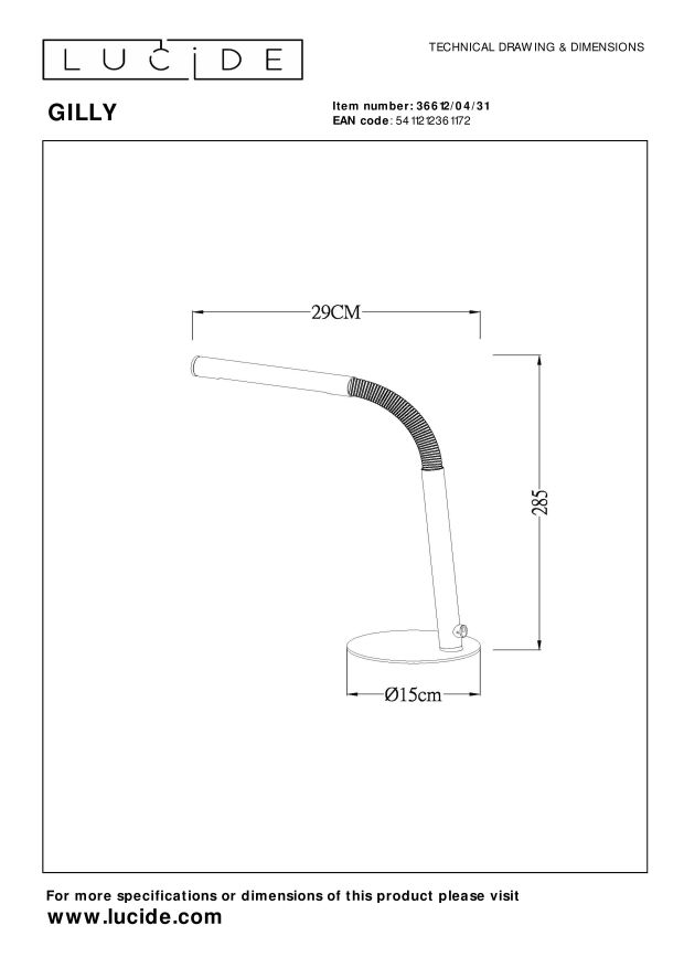 Lucide GILLY - Oplaadbare Bureaulamp - Accu/Batterij - LED Dimb. - 1x3W 2700K - Wit